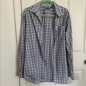 Van Heusen Navy and White Plaid Shirt